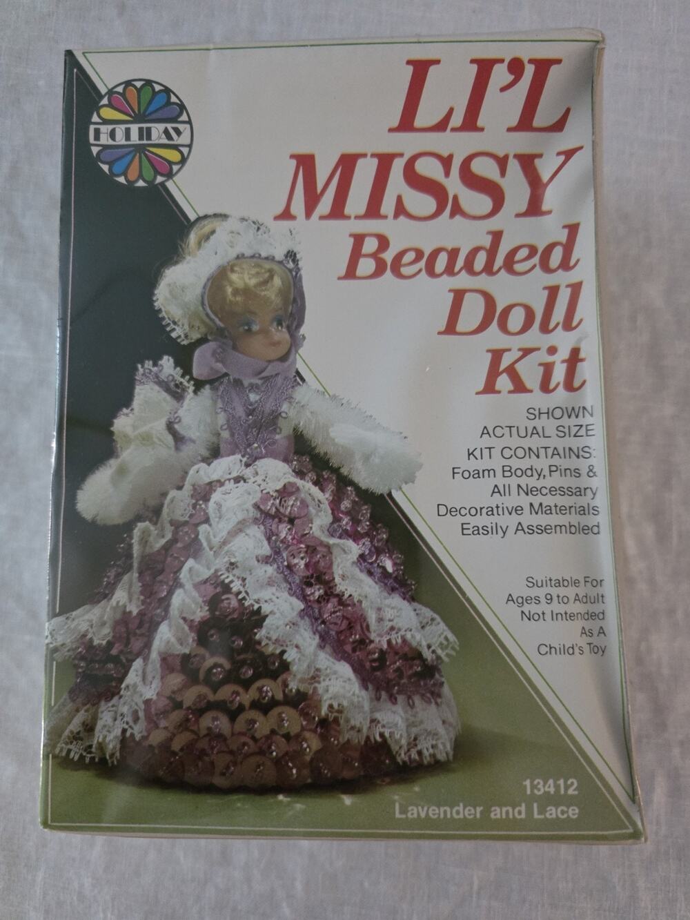 Walco Li'l Missy Beaded Doll Kit Sequin Vintage Lavender And Lace #13412
